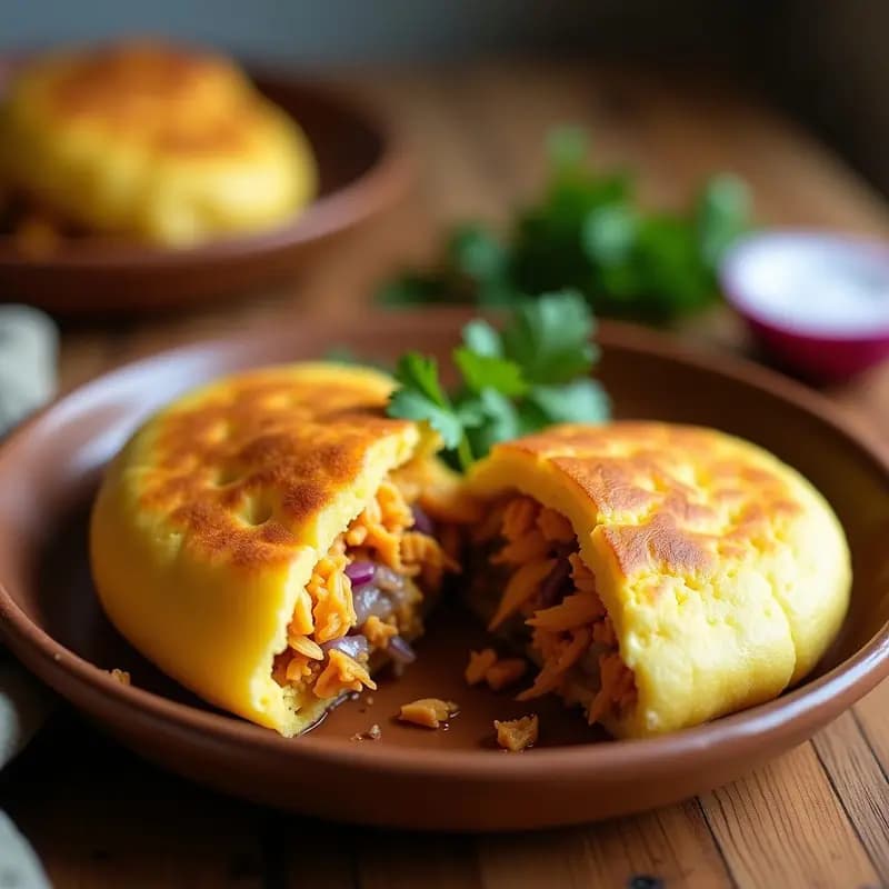Arepas de Ñame con Relleno de Pollo Desmechado y Ají: Receta Colombiana Sin Gluten