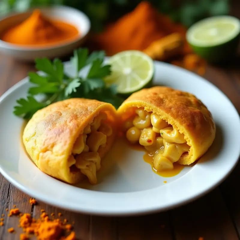 Arepas de Ñame Rellenas de Pollo al Curry: Receta Caribeña Sin Maíz y Alta en Fibra