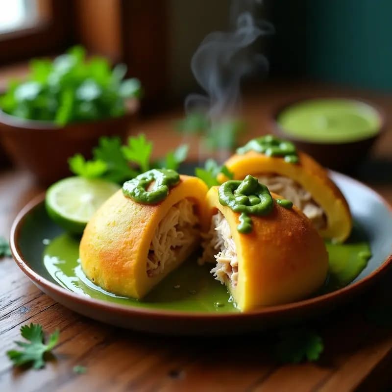 Arepas de Ñame con Relleno de Pollo Desmenuzado y Mojo: Receta Dominicano-Venezolana