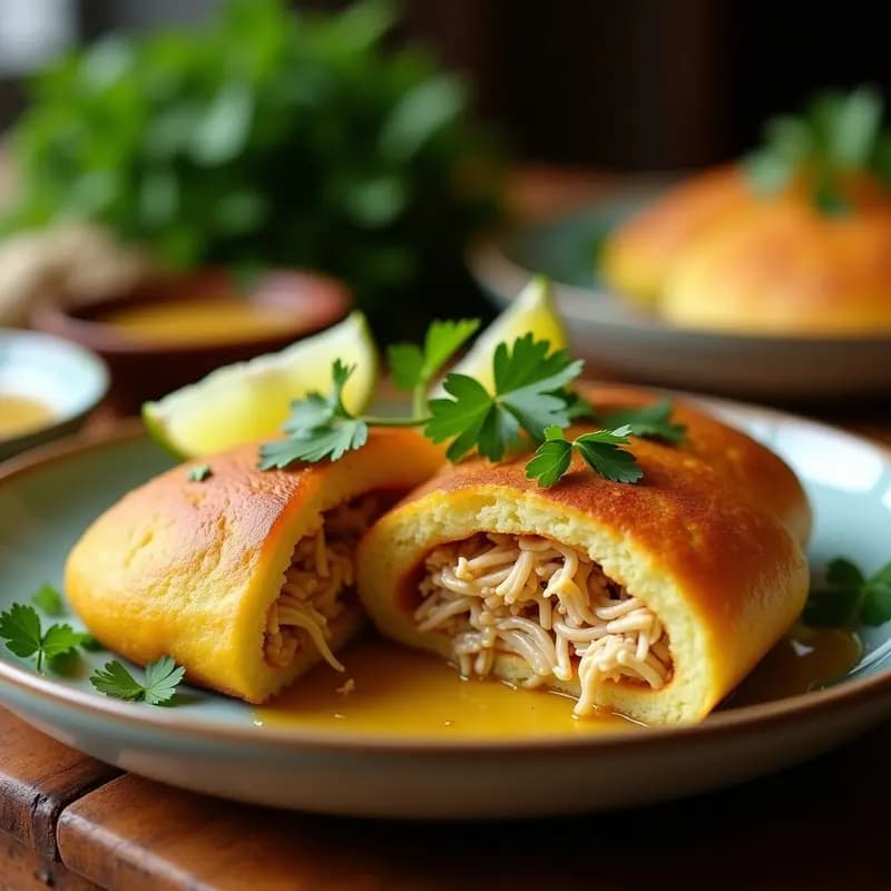 Arepas de Ñame Rellenas de Pollo al Mojo de Ajo: Receta Dominicana Sin Gluten