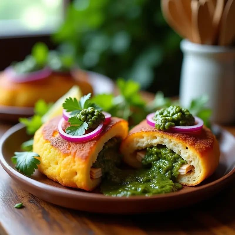 Arepas de Ñame con Relleno de Pulled Chicken al Chimichurri: Receta Colombiana Keto en Airfryer