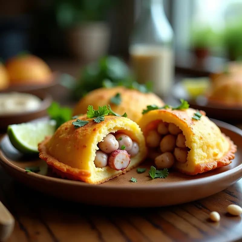 Arepas de Ñame Rellenas de Pulpo al Ajillo: Receta Dominicana Crujiente en Airfryer