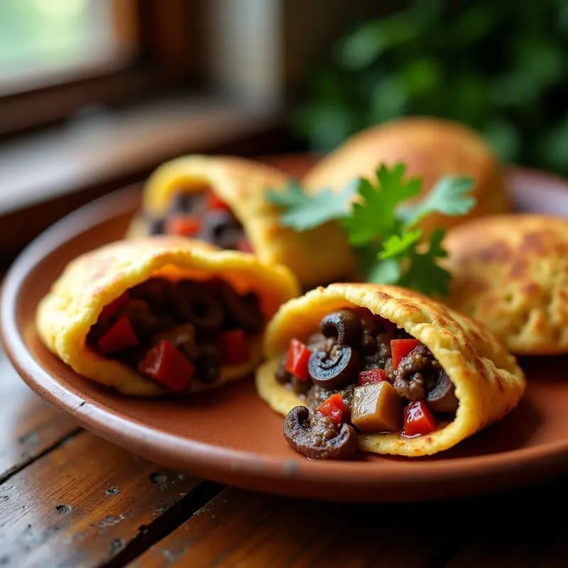  Arepas de Ñame Rellenas de Guiso de Hongos Portobello: Receta Venezolana Sin Gluten en Airfryer