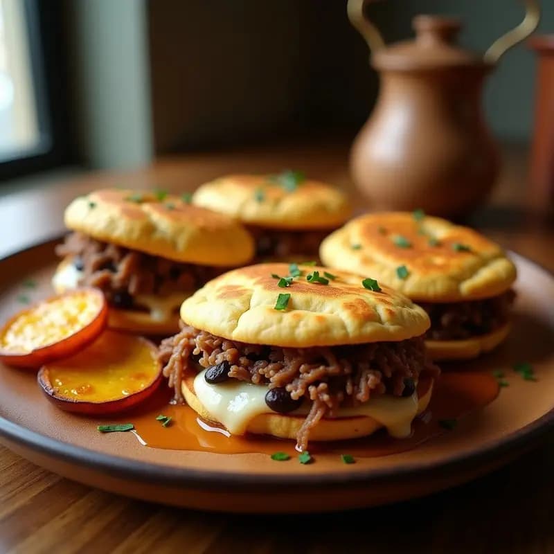 Arepas Rellenas de Pabello Venezuelano: Receta con Carne Mechada y Tajadas de Plátano Maduro en Airfryer
