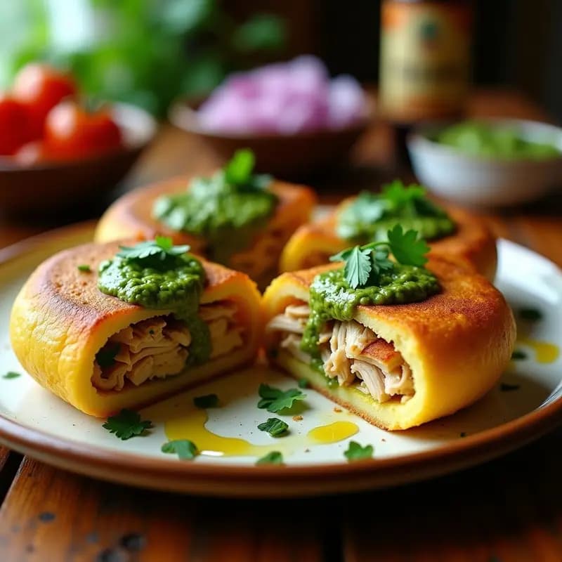 Arepas de Plátano Macho con Relleno de Pollo al Chimichurri: Receta Colombiana Sin Gluten en Airfryer