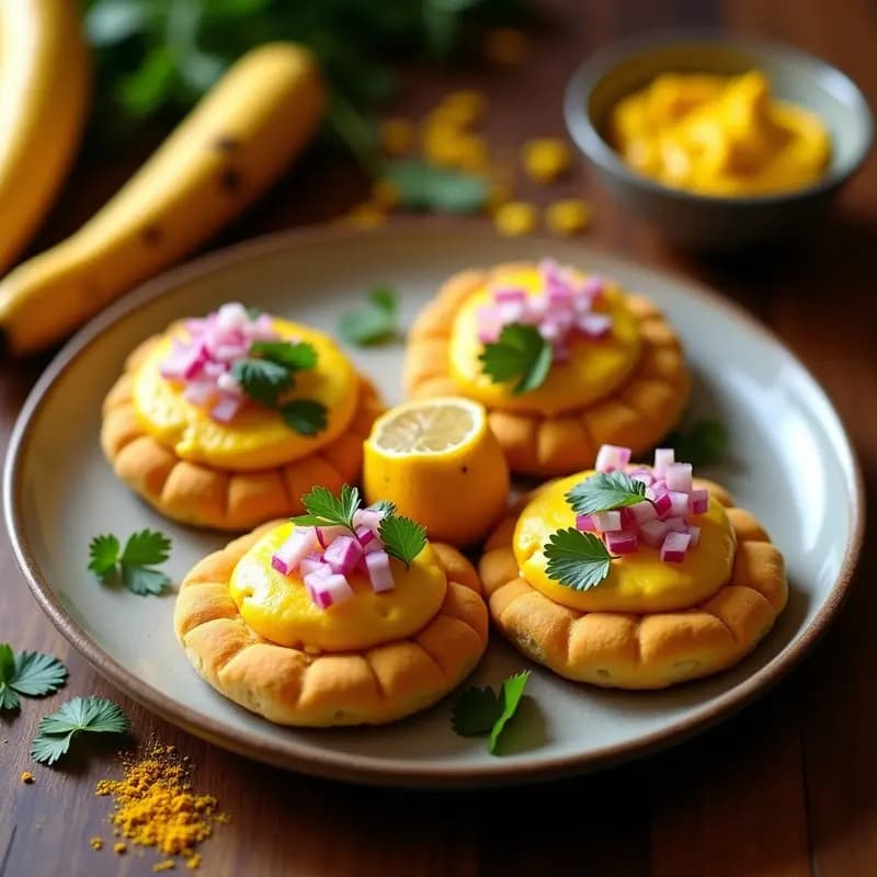 Arepas de Harina de Plátano Macho con Queso Gujarato: Desayuno Colombiano-Vegano