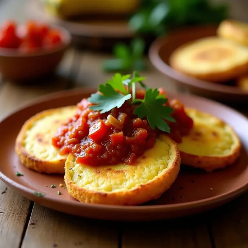 Arepas de Plátano Maduro y Queso Vegano con Hogao: Receta Colombiana en Airfryer