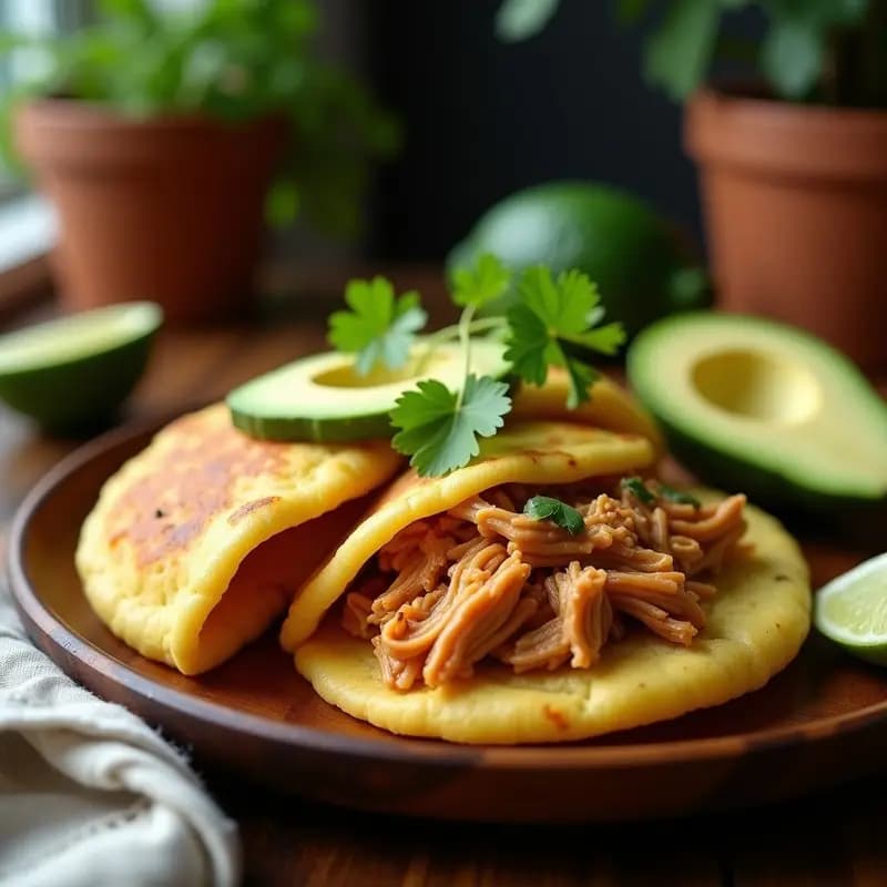 Arepas Rellenas de Pollo Desmechado y Aguacate: Receta Colombiana en Olla Lenta