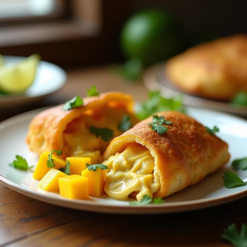 Arepas Rellenas de Pollo al Curry y Mango: Receta Venezolana en Airfryer con Toque Tropical