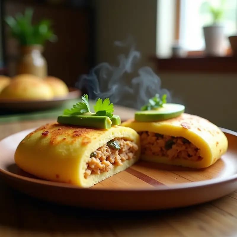 Arepas Venezuelanas con Relleno de Pollo Desmenuzado y Aguacate: Receta Rápida en 20 Minutos