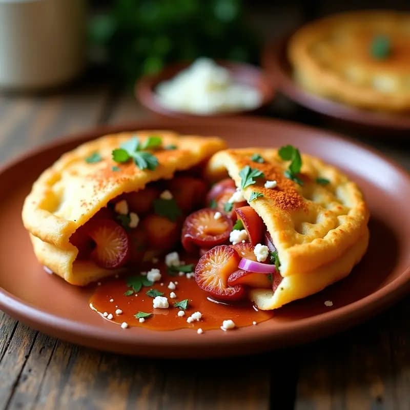 Arepas venezolanas rellenas de pulpo al ajillo y pimentón de la Vera