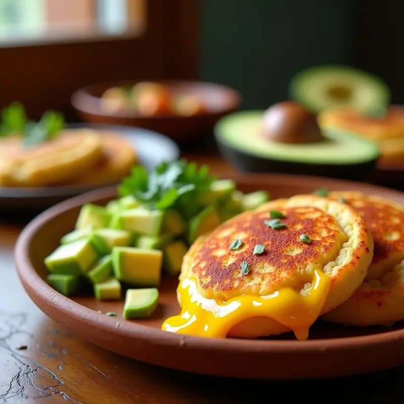 Arepas de Queso Ají con Aguacate: Desayuno Colombiano Picante y Cremoso