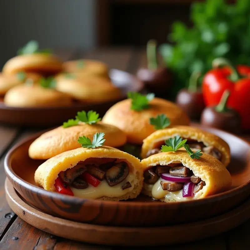 Arepas Rellenas de Queso de Anacardos y Champiñones: Receta Colombiana Vegana en Airfryer