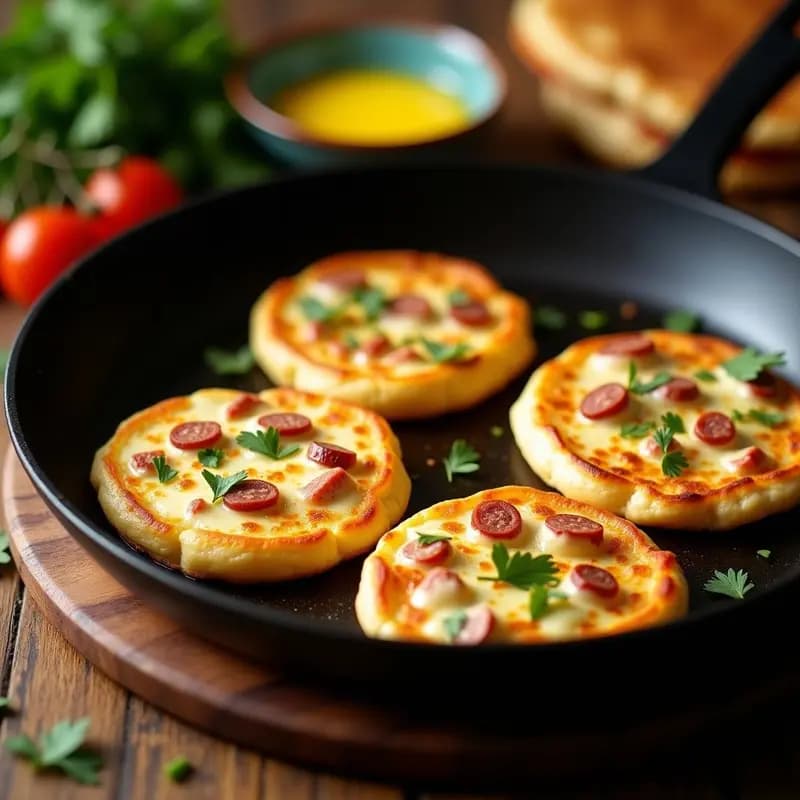 Arepas de Queso Blanco y Trozos de Chorizo: Receta Colombiana en Sartén Antiadherente