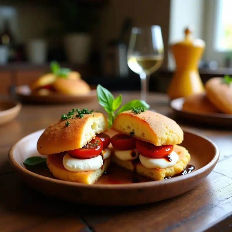 Arepas Rellenas de Queso de Búfala y Tomate Confitado: Desayuno Veneziano Gourmet