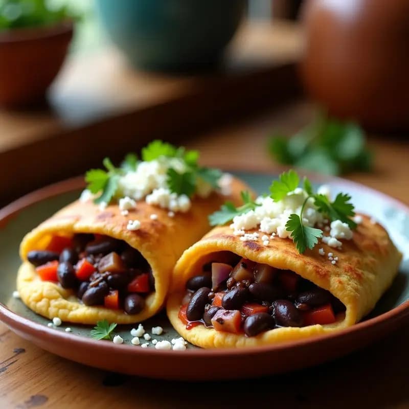 Arepas Rellenas de Queso y Caraotas Negras: Desayuno Venezolano Energético y Sin Horno