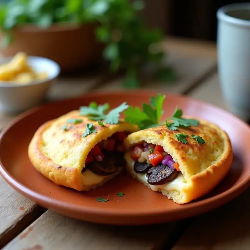 Arepas de Queso y Champiñones Portobello: Desayuno Colombiano Vegano y Rápido
