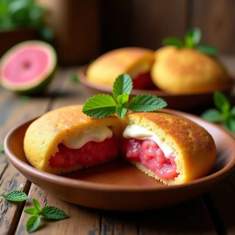 Arepas Rellenas de Queso de Guayaba y Queso Blanco: Postre Colombiano Dulce-Salado