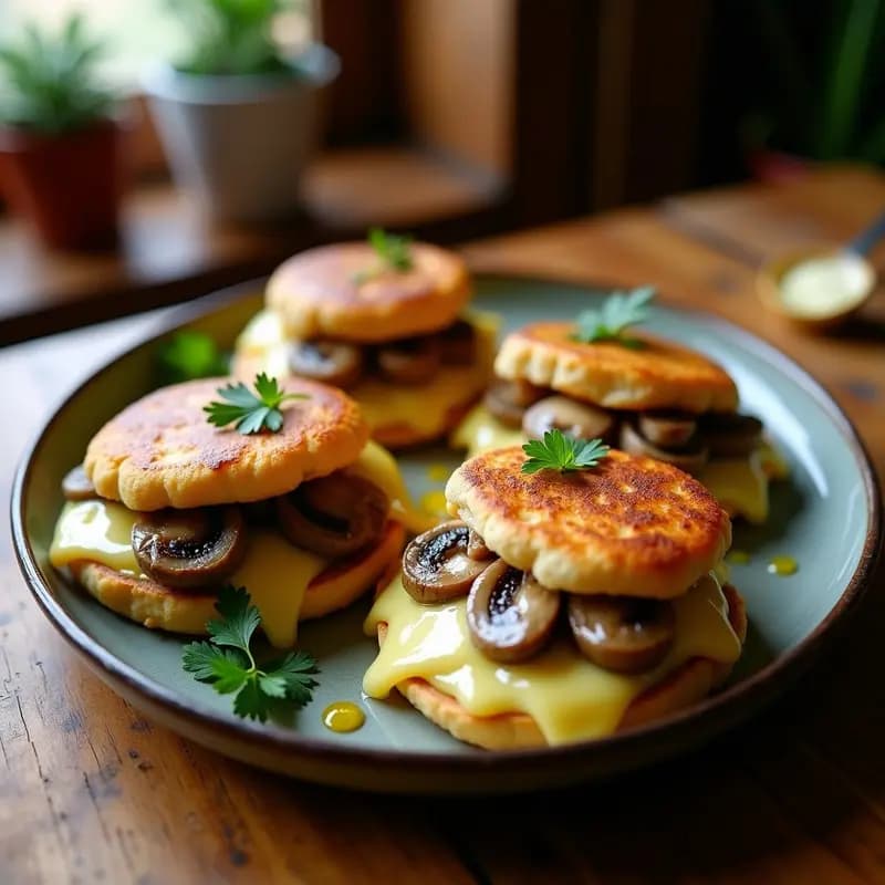 Arepas Rellenas de Queso de Guyere y Champiñones Salteados: Receta Venezolana Gourmet