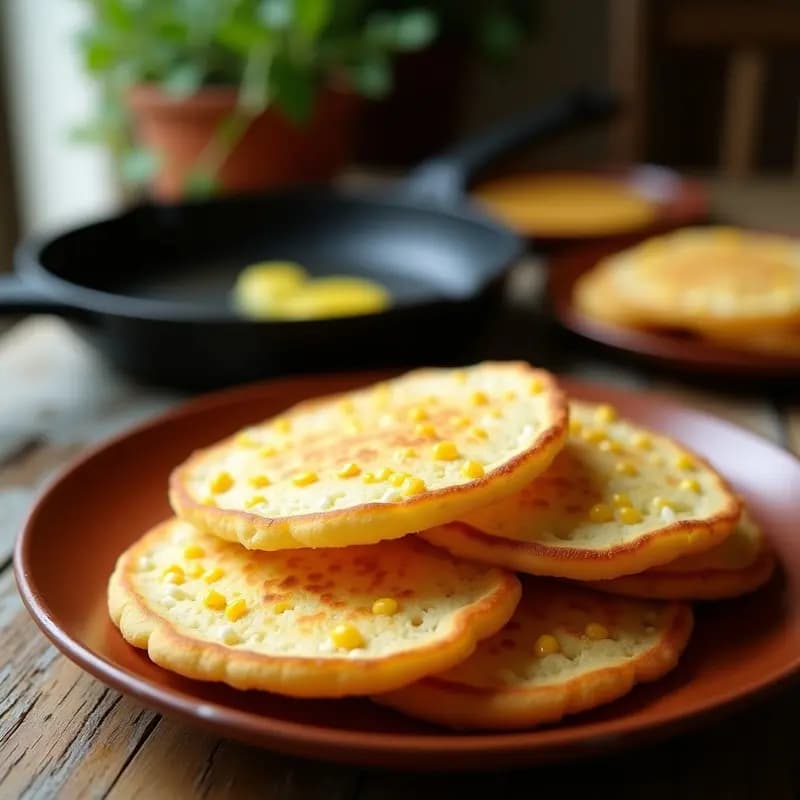 Arepas de Queso y Maíz Dulce: Desayuno Colombiano-Venezolano en Sartén Antiadherente