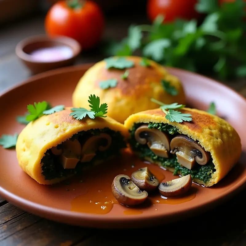 Arepas de Quinoa y Espinacas con Relleno de Champiñones Portobello: Receta Colombiana Keto