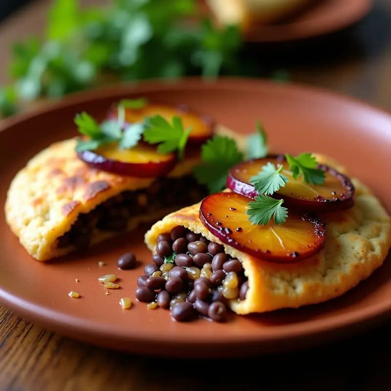 Arepas de Quinoa con Relleno de Frijoles Negros y Plátano Maduro: Receta Vegana Sin Gluten