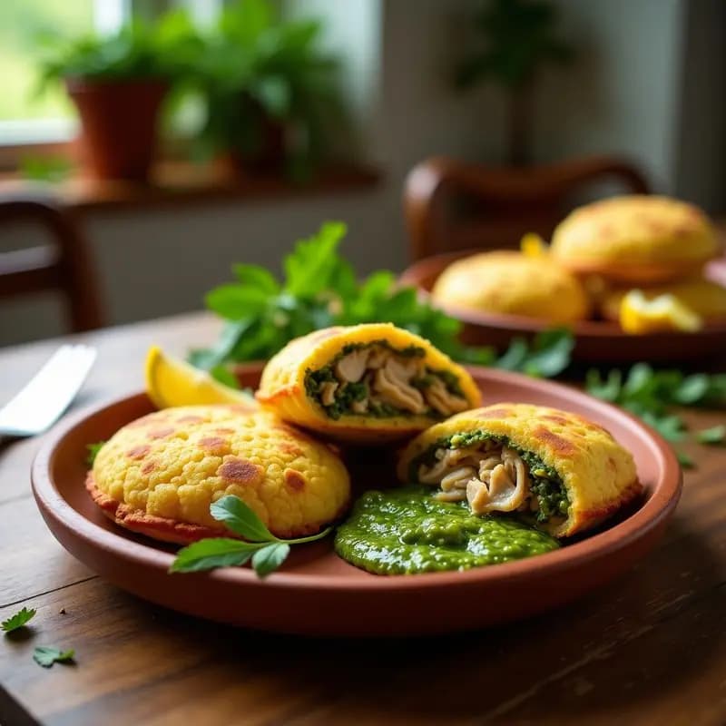 Arepas de Quinoa Rellenas de Pollo al Chimichurri: Receta Latinoamericana Sin Gluten
