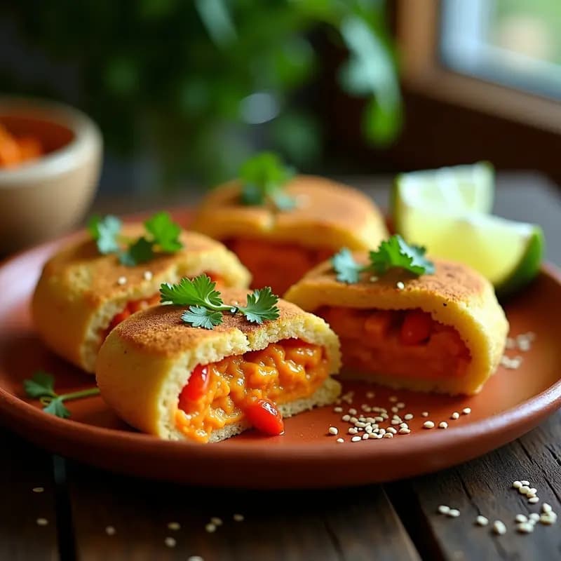 Arepas de Quinoa con Relleno de Pollo al Curry: Receta Colombiana Keto y Sin Gluten