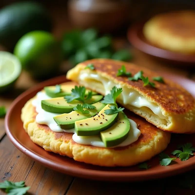 Arepas venezolanas rellenas de queso y aguacate: Receta rápida en comal