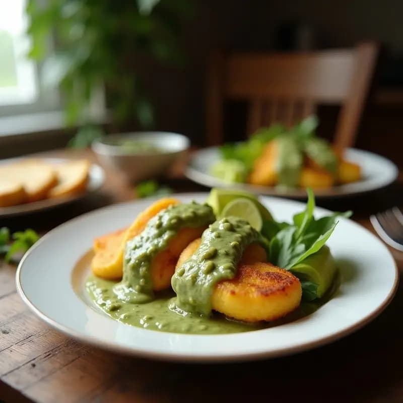 Arepas de Yuca Rellenas de Bacalao Desmenuzado y Salsa Verde: Receta Venezolana de Costa