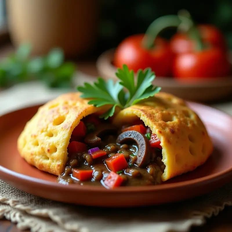 Arepas de Yuca Rellenas de Guiso de Champiñones: Receta colombiana vegana sin harina