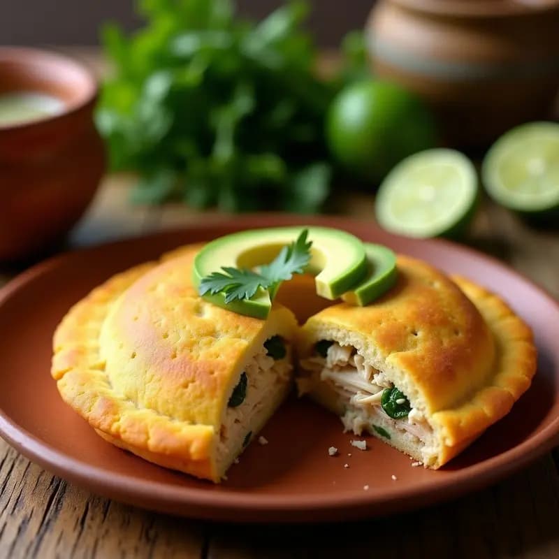 Arepas de Yuca con Desmechado de Pollo y Aguacate: Receta Venezolana Sin Gluten en Sartén