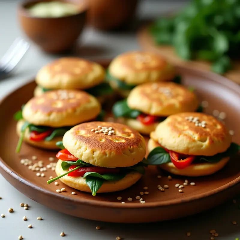 Arepas de Yuca y Espinacas con Relleno de Hummus y Pimientos Asados: Receta Sin Gluten
