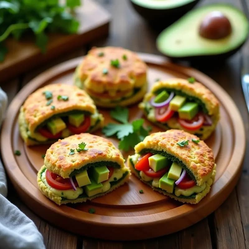 Arepas de Yuca y Espirulina Rellenas de Aguacate y Tomate: Receta Colombiana Keto