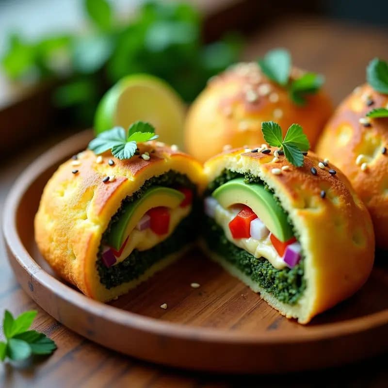 Arepas de Yuca y Espirulina con Relleno de Ceviche de Palmito: Entrante Venezolano Vegano y Keto