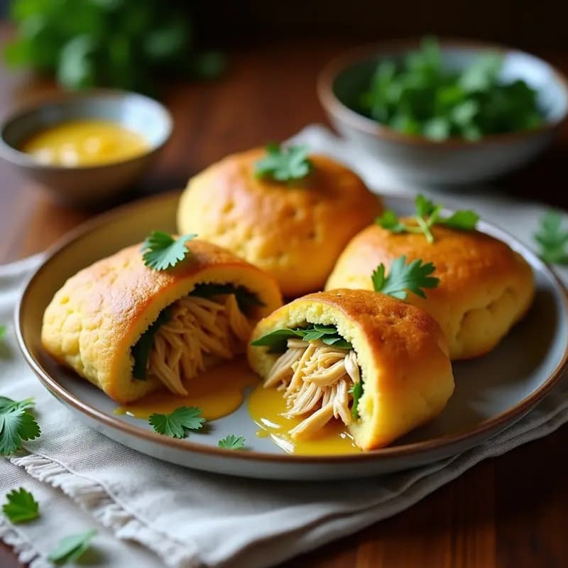 Arepas de Yuca con Relleno de Gallina en Salsa de Mostaza y Miel: Receta Colombiana Gourmet
