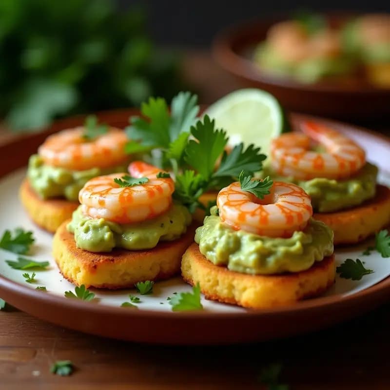 Arepas de Yuca Rellenas de Guacamole y Camarones: Receta Colombiana con Toque Mexicano