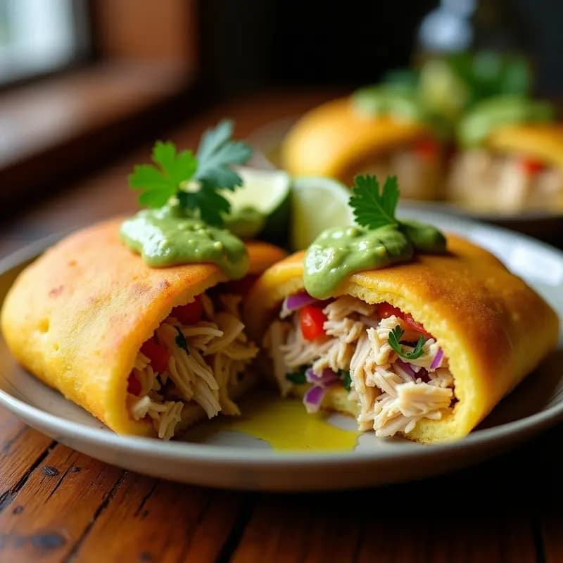 Arepas de Yuca Rellenas de Guasacaca y Pollo: Desayuno Venezolano Sin Harina