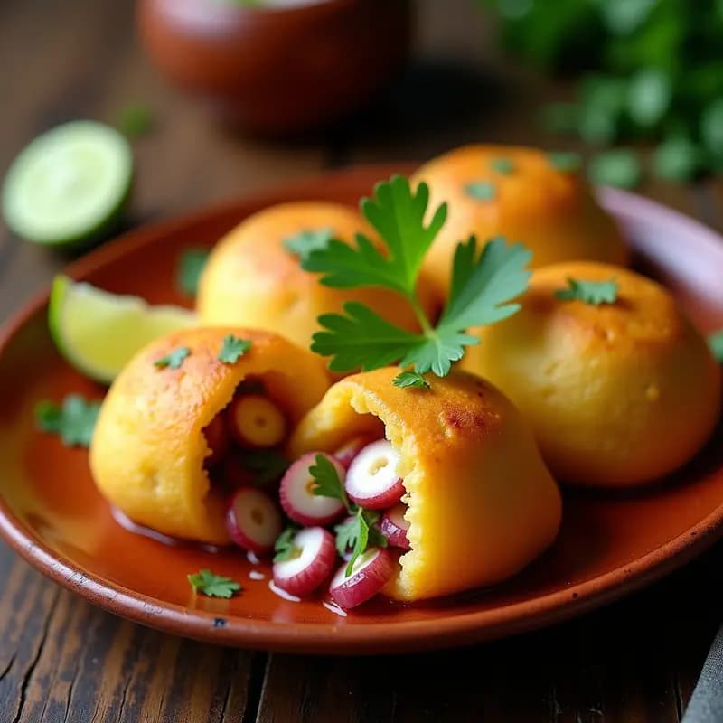 Arepas de Yuca Rellenas de Pulpo al Ajillo: Receta Colombiana-Venezolana Fusion Sin Gluten