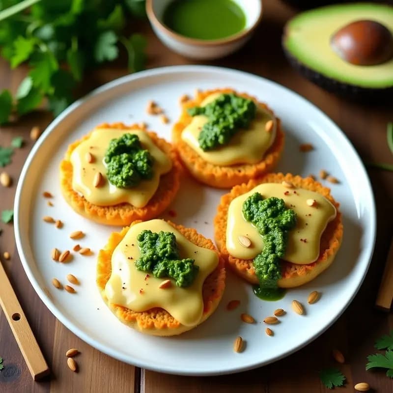 Arepas de Yuca Rellena de Queso de Almendras y Pesto de Cilantro: Desayuno Colombiano Keto
