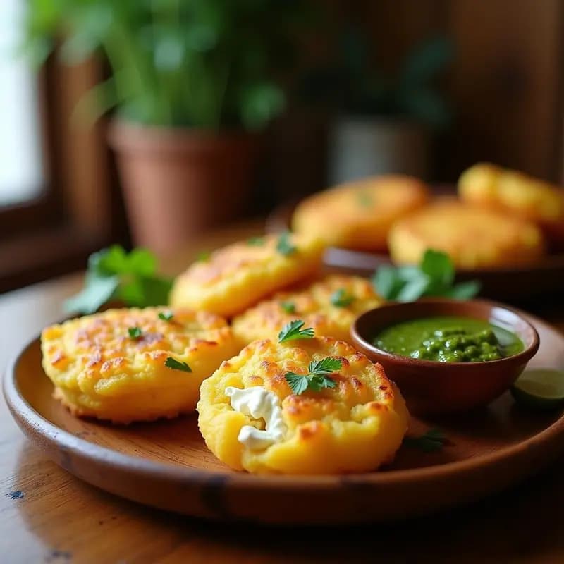 Arepas de Yuca y Queso Feta con Chimichurri de Hierbas: Receta Venezolana Sin Harina