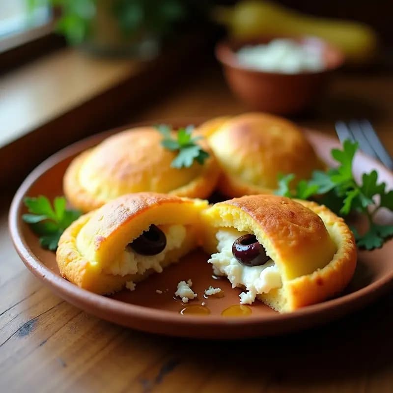 Arepas de Yuca Rellenas de Queso Feta y Aceitunas: Desayuno Venezolano Sin Gluten