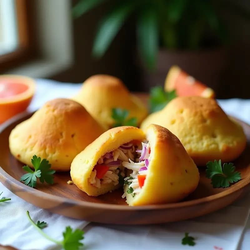 Arepas de Yuca Rellena de Pollo Desmenuzado: Desayuno Venezolano Sin Gluten