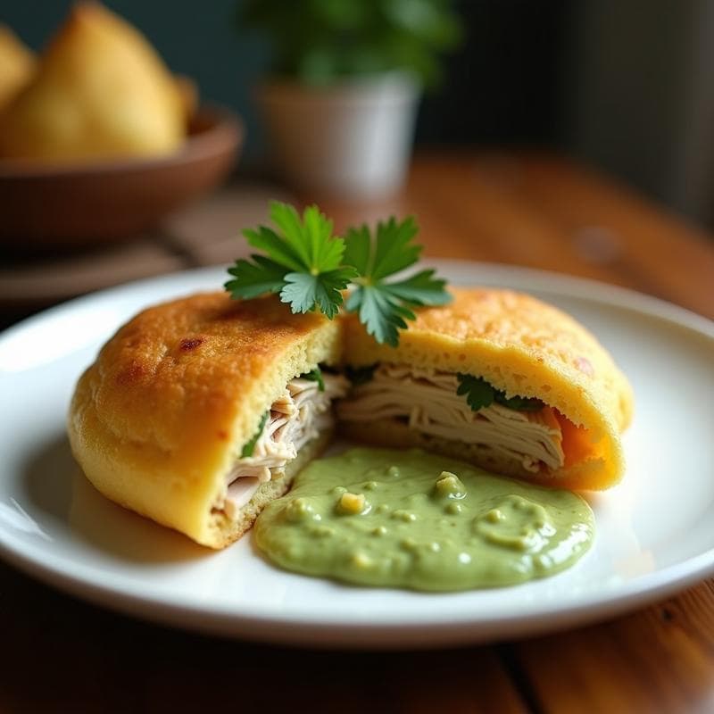 Arepas de Yuca Rellenas de Pollo Desmenuzado y Guasacaca: Receta Venezolana en Airfryer