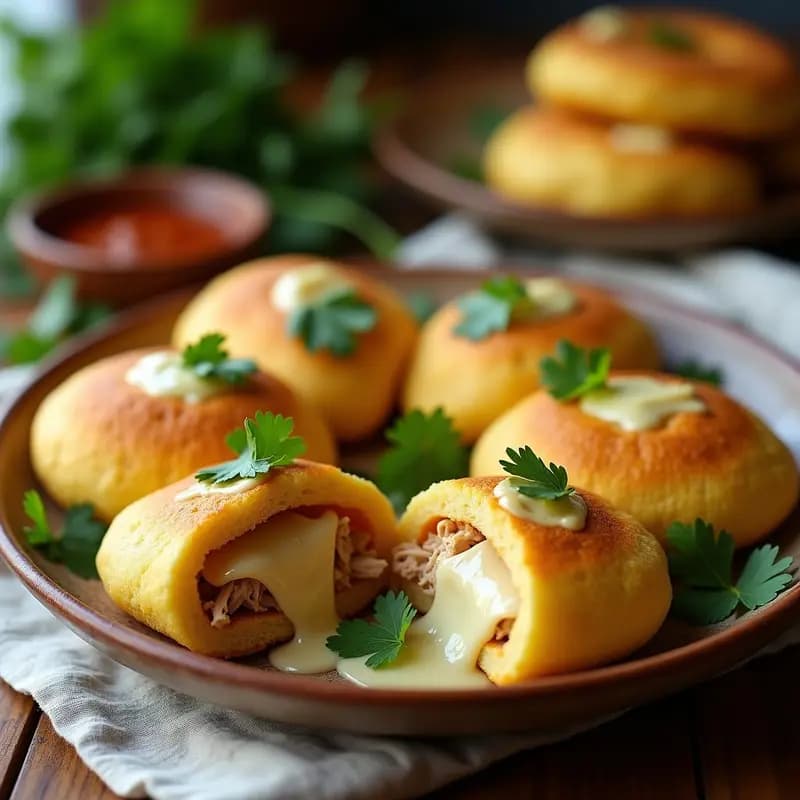 arepas de Yuca Rellenas de Pollo Desmechado y Queso: Receta Colombiana Sin Harina de Maíz