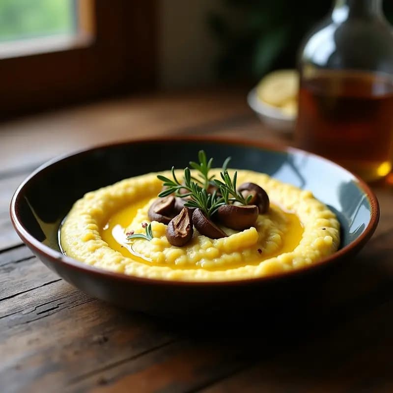 Arezzo Italiano de Polenta y Hongos Porcini: Risotto Cremoso Vegano Sin Lácteos