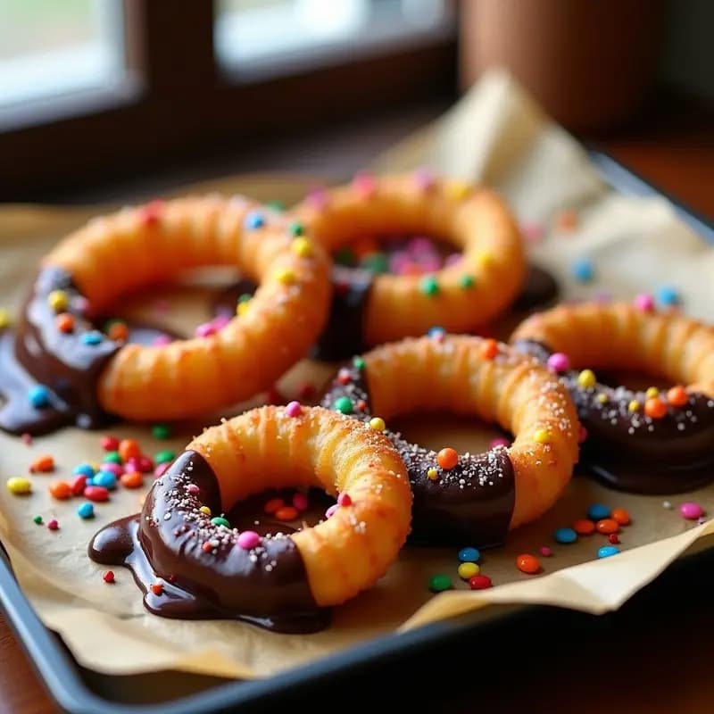 Aros de Cebolla Bañados en Chocolate Negro y Sprinkles: Aperitivo Dulce-Salado Adictivo