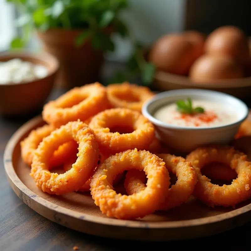 Aros de Cebolla de Lentejas: Snack Crujiente Sin Gluten con Salsa Chipotle