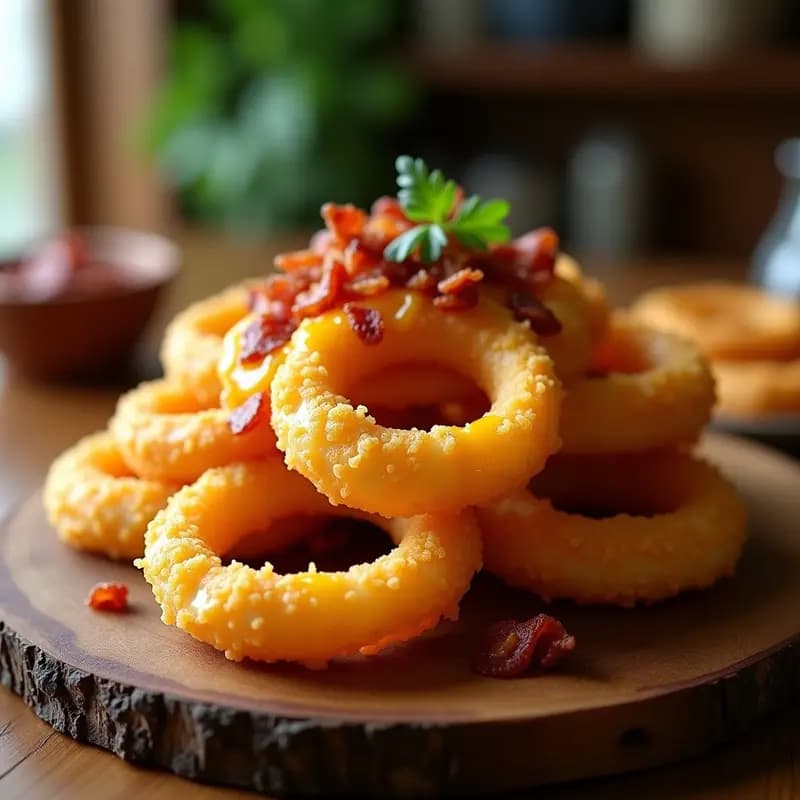 Aros de Cebolla con Queso Fundido y Bacon: El Aperitivo que no Podrás Parar de Comer