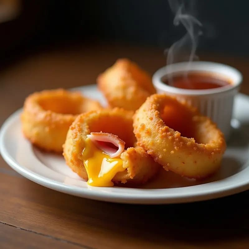 Aros de Cebolla Rellenos de Queso Philadelphia y Jamón York: Aperitivo que Sorprende